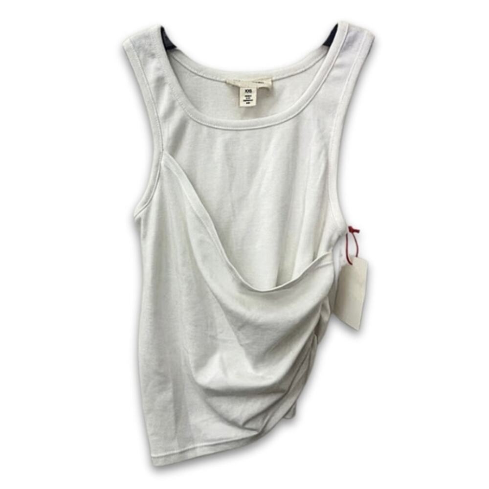 Open Edit Tank Top Ruched Side Design Comfortable Lightweight White W XXS NWT